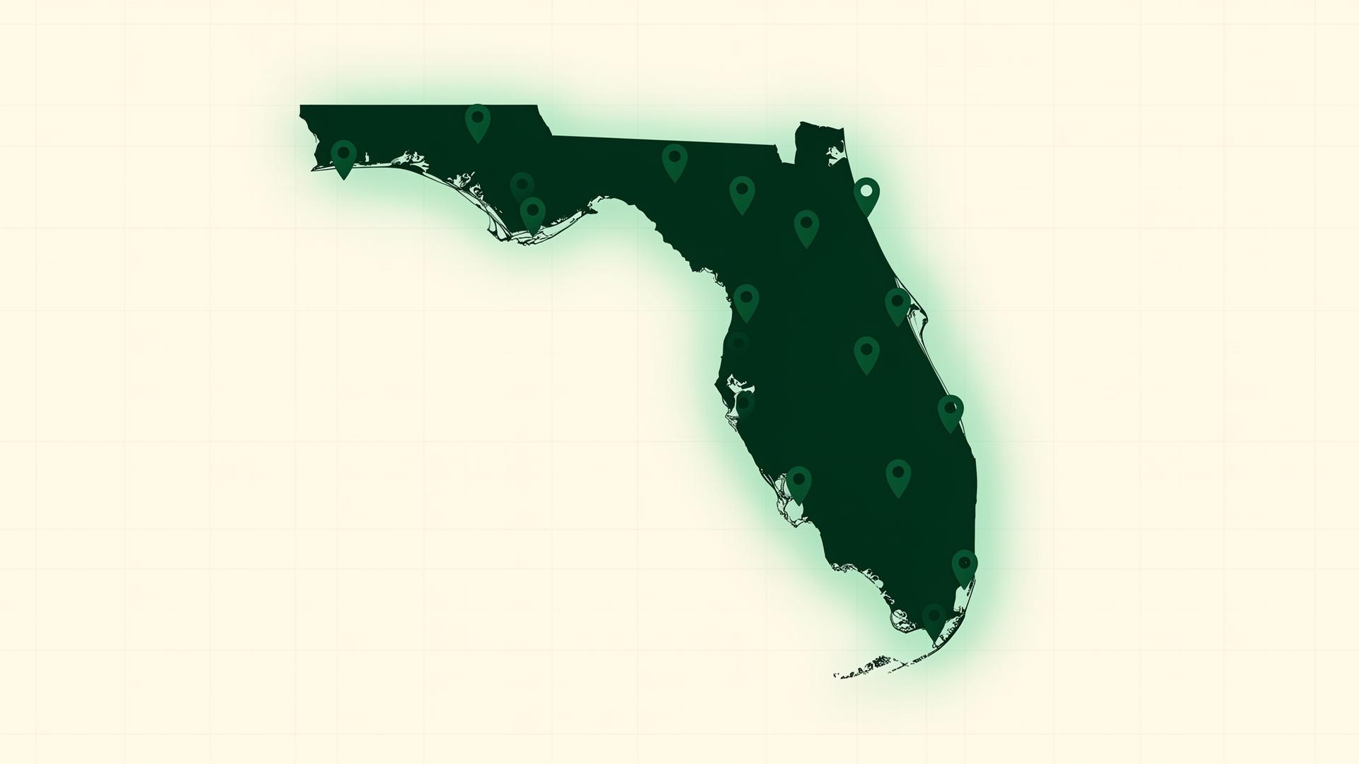 Map of Florida showing Florida Web Group's service area across the state